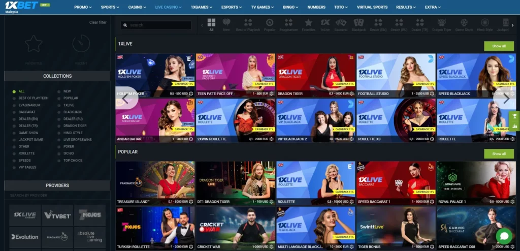 1xBet Play Live Casino Games